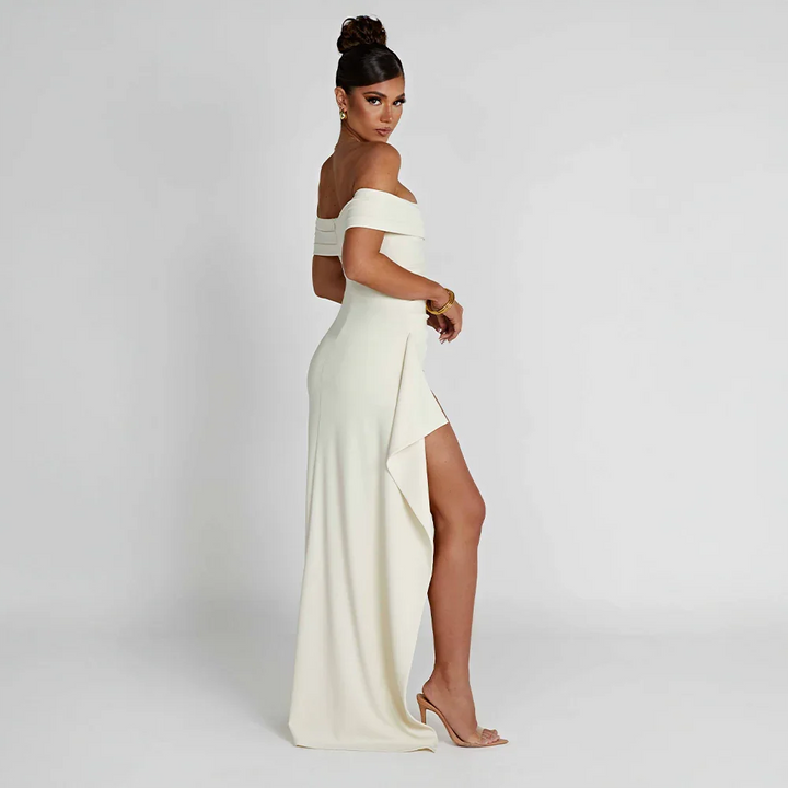 Off Shoulder Maxi Dress with Slit for Women
