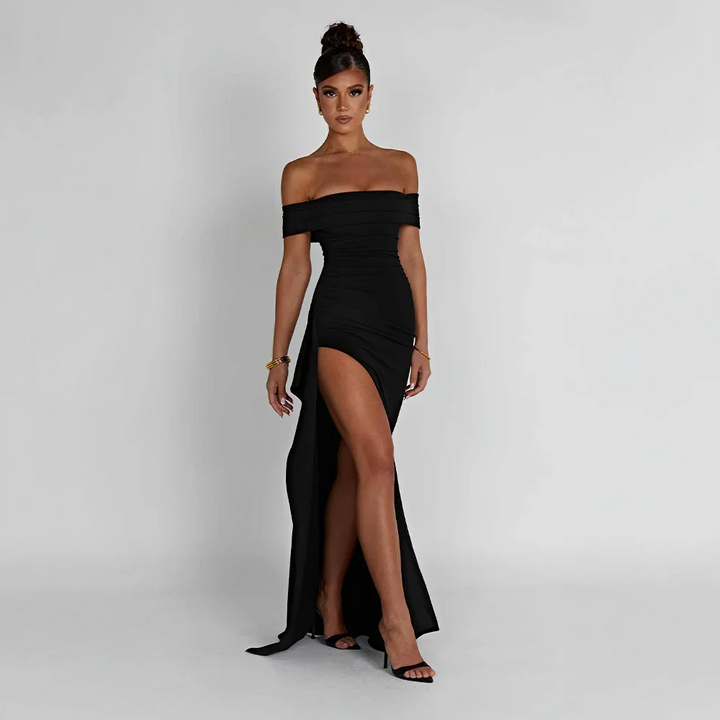 Off Shoulder Maxi Dress with Slit for Women