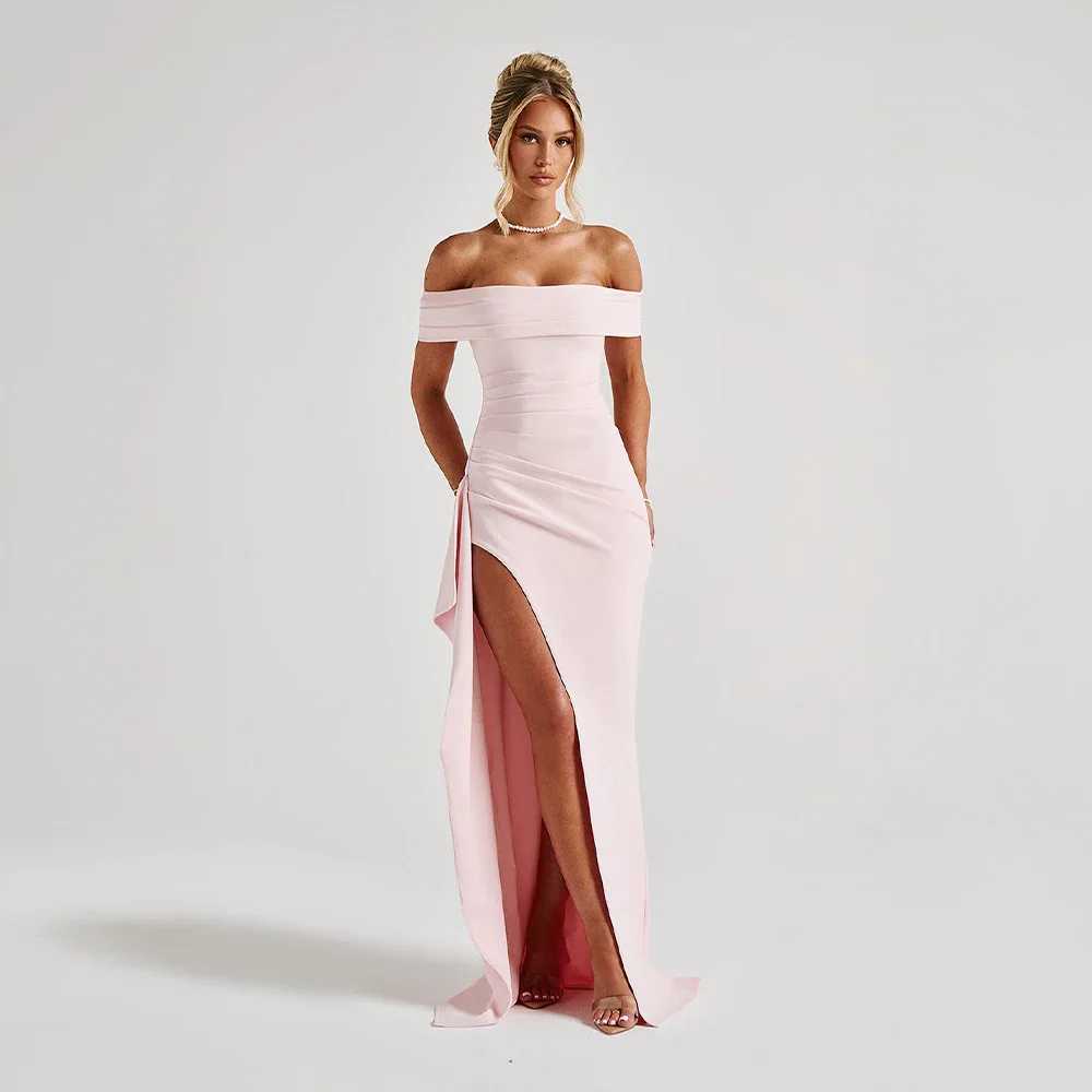 Off Shoulder Maxi Dress with Slit for Women