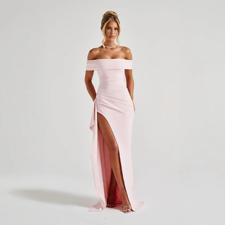 Off Shoulder Maxi Dress with Slit for Women
