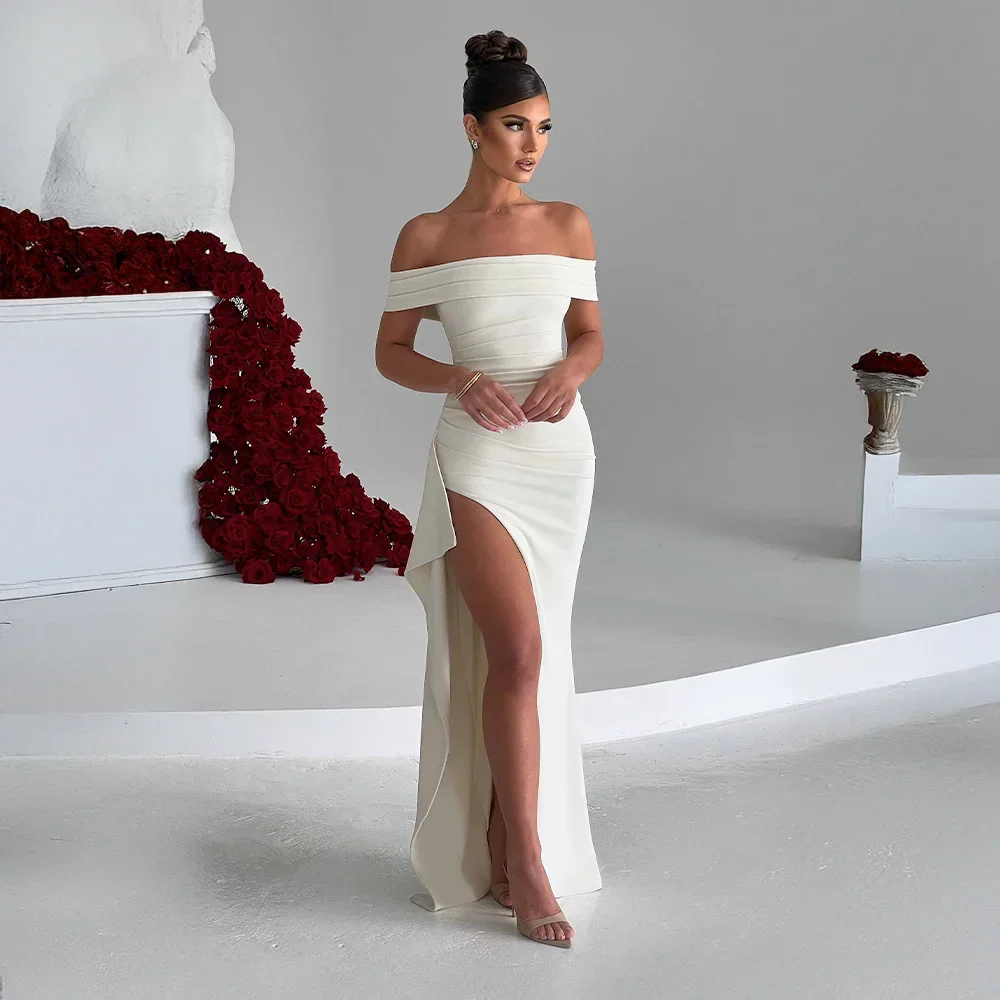 Off Shoulder Maxi Dress with Slit for Women
