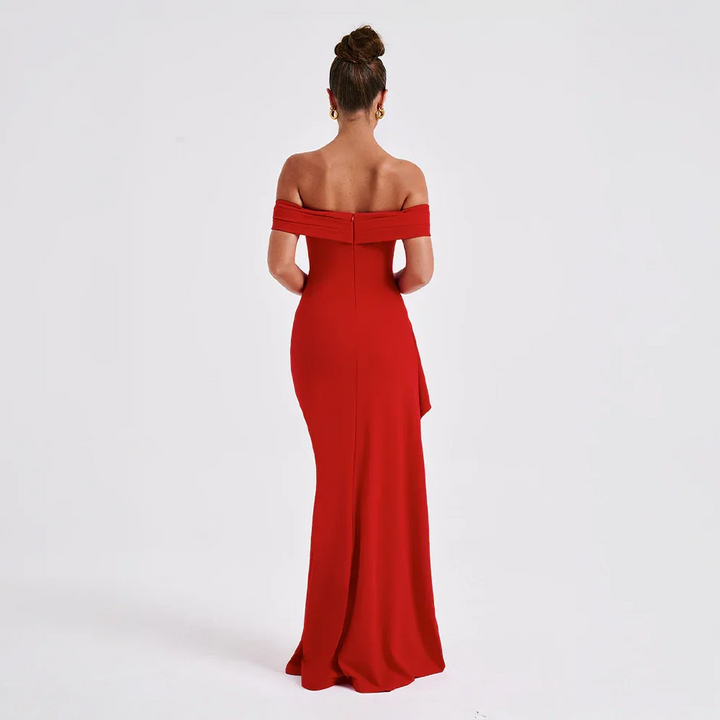Off Shoulder Maxi Dress with Slit for Women