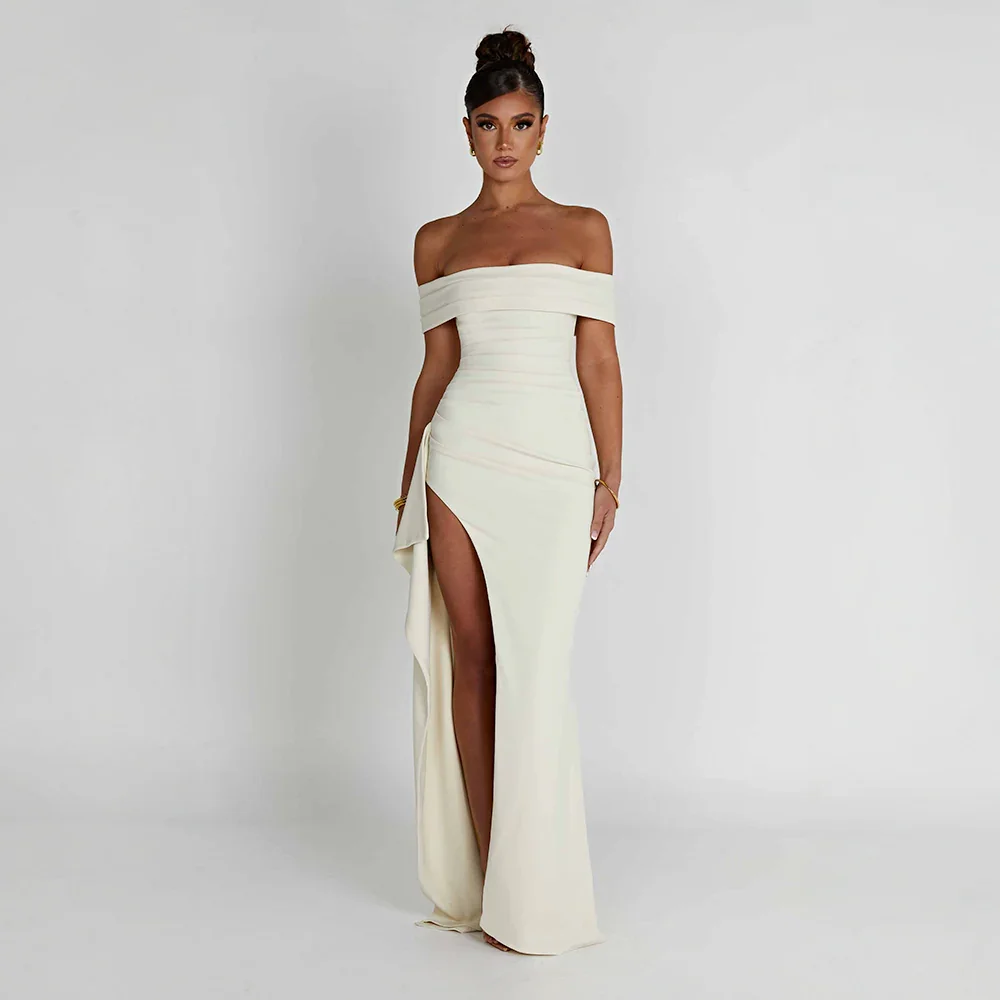 Off Shoulder Maxi Dress with Slit for Women