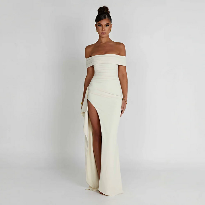 Off Shoulder Maxi Dress with Slit for Women