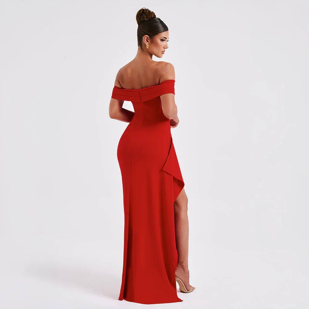 Off Shoulder Maxi Dress with Slit for Women