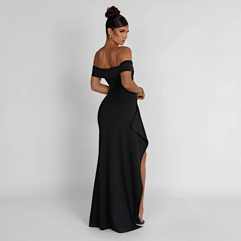 Off Shoulder Maxi Dress with Slit for Women
