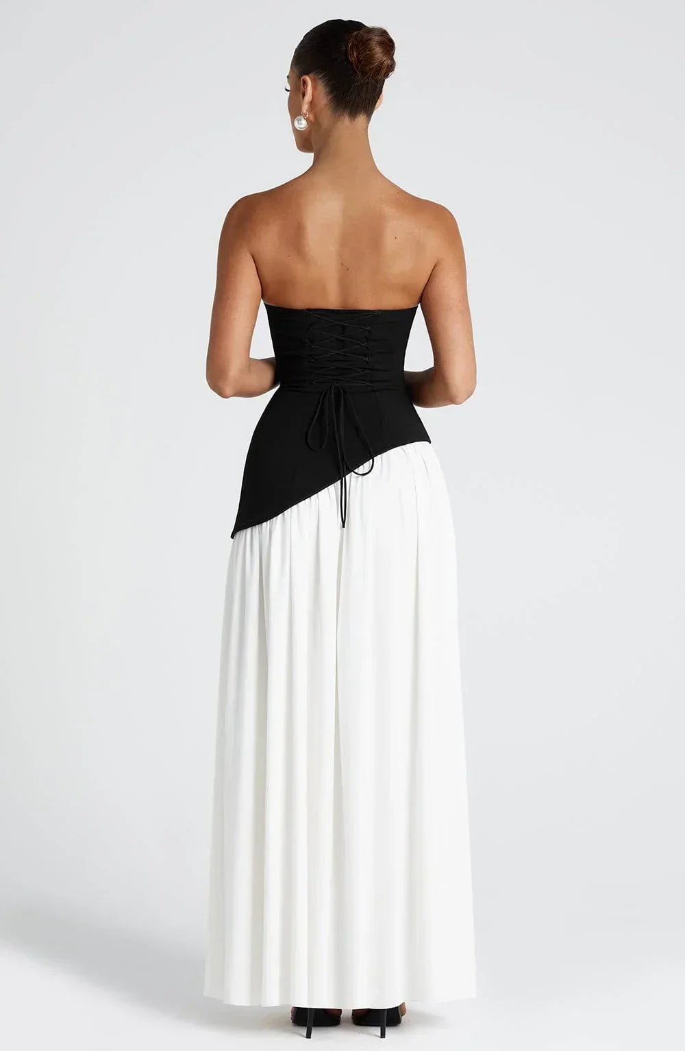 Strapless Asymmetric Slit Maxi Dress for Women