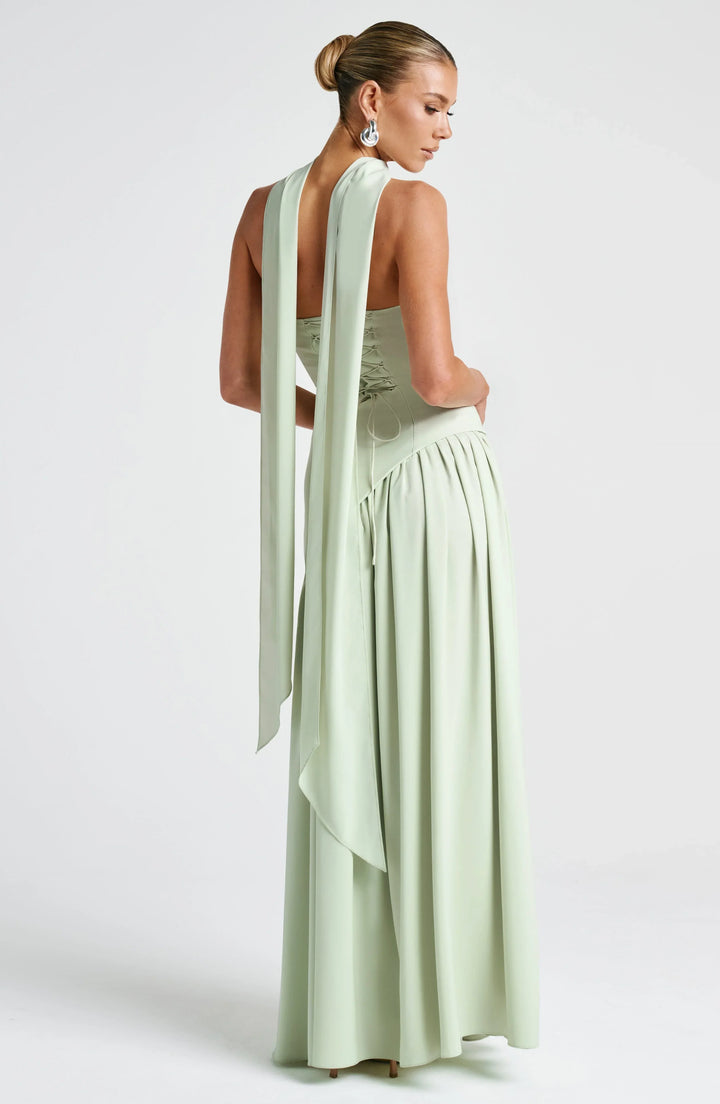 Strapless Asymmetric Slit Maxi Dress for Women