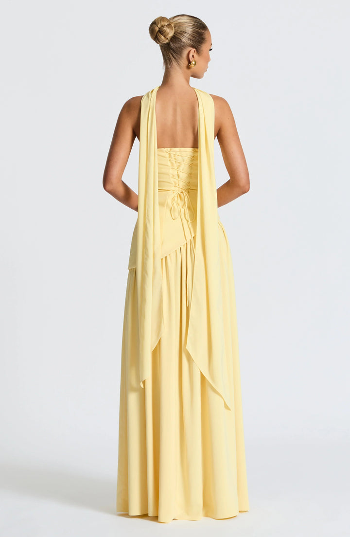 Strapless Asymmetric Slit Maxi Dress for Women