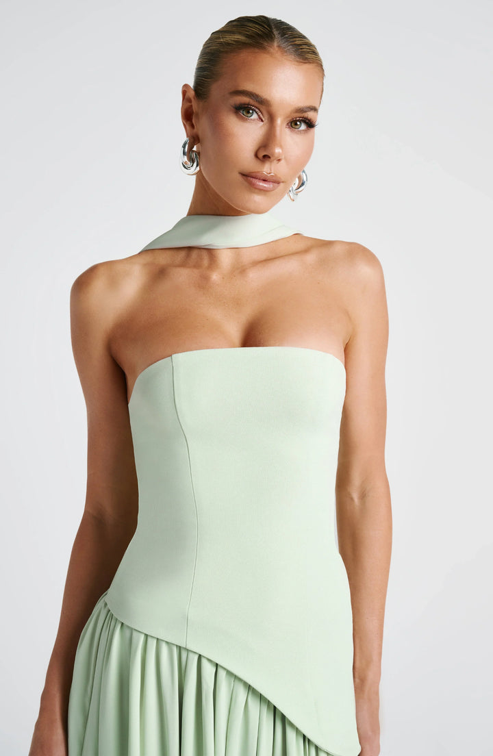 Strapless Asymmetric Slit Maxi Dress for Women