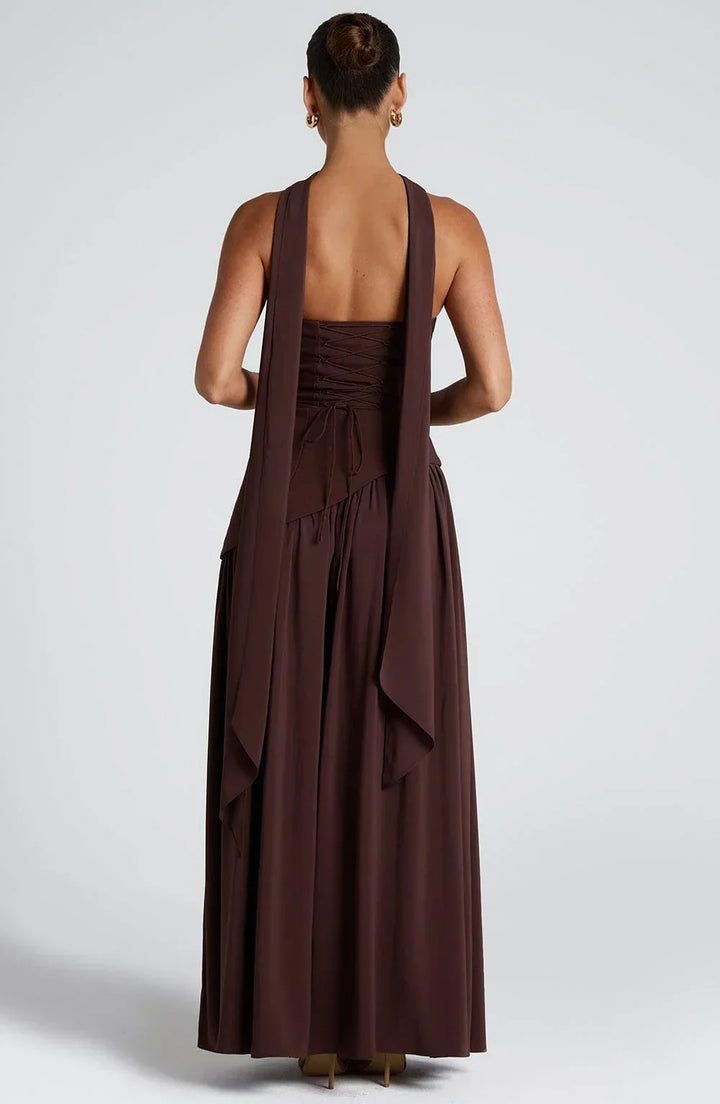 Strapless Asymmetric Slit Maxi Dress for Women