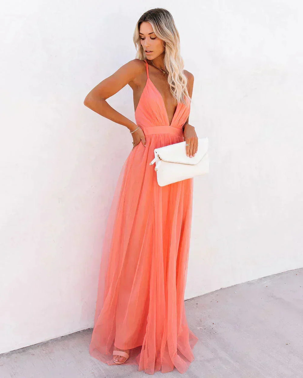 Open Back Flowy Maxi Dress for Women