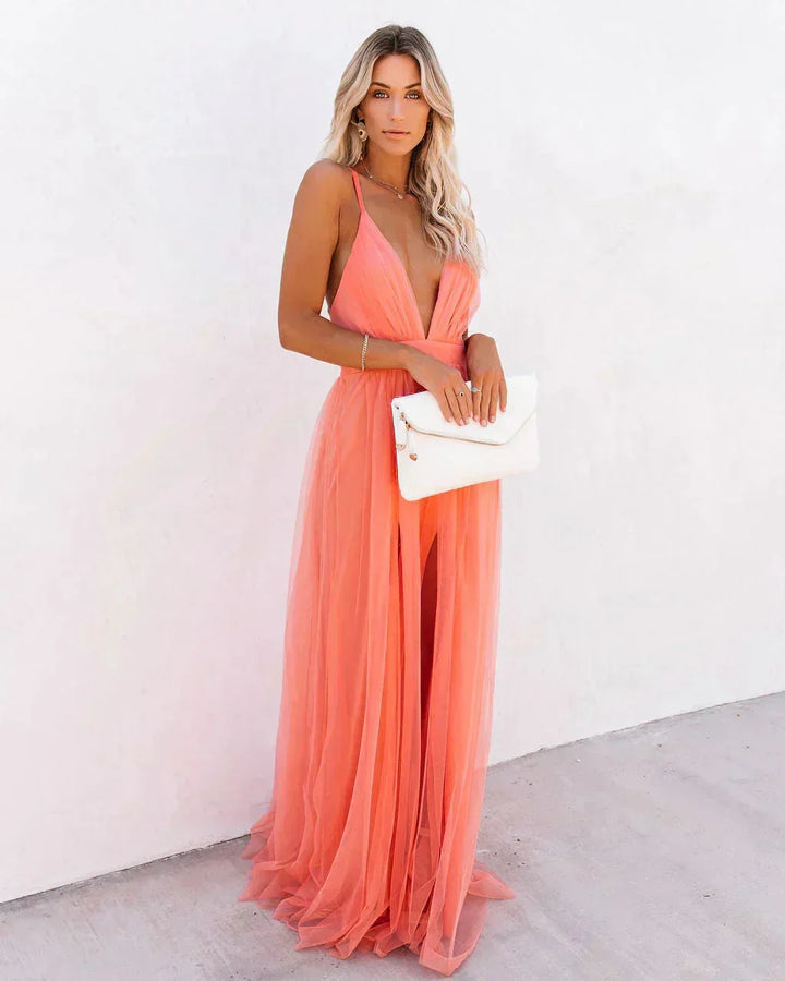 Open Back Flowy Maxi Dress for Women