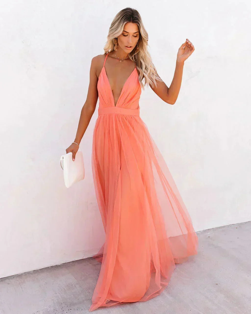 Open Back Flowy Maxi Dress for Women