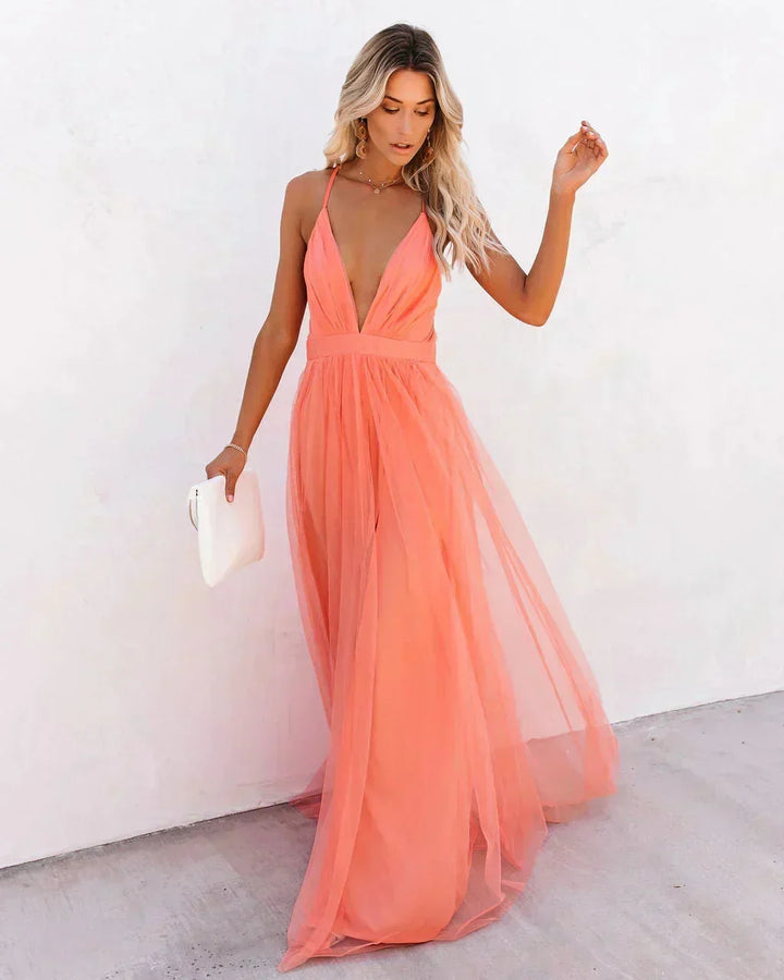 Open Back Flowy Maxi Dress for Women