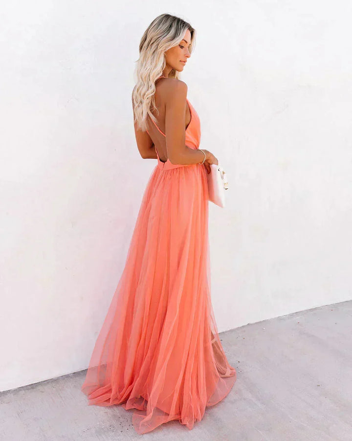 Open Back Flowy Maxi Dress for Women