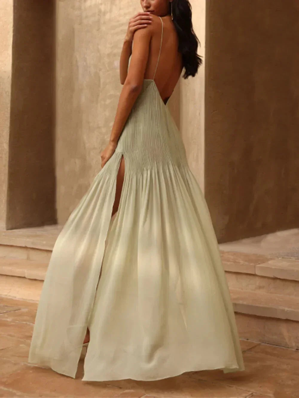 Pleated Strappy Maxi Dress for Women