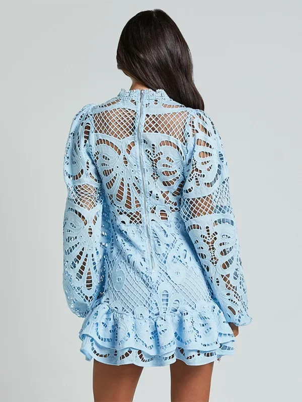 Lace Mini Dress with Ruffles for Women