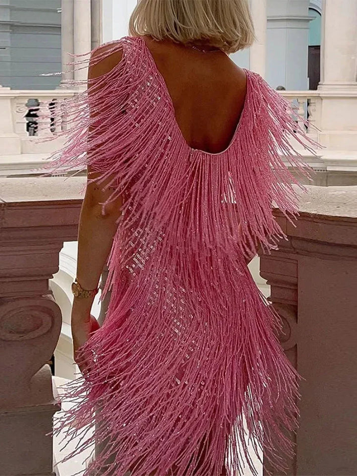 Fringe Sequin Sleeveless Mini Dress for Women