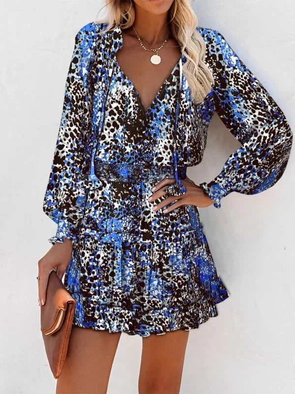 Printed Ruffle Mini Dress for Women