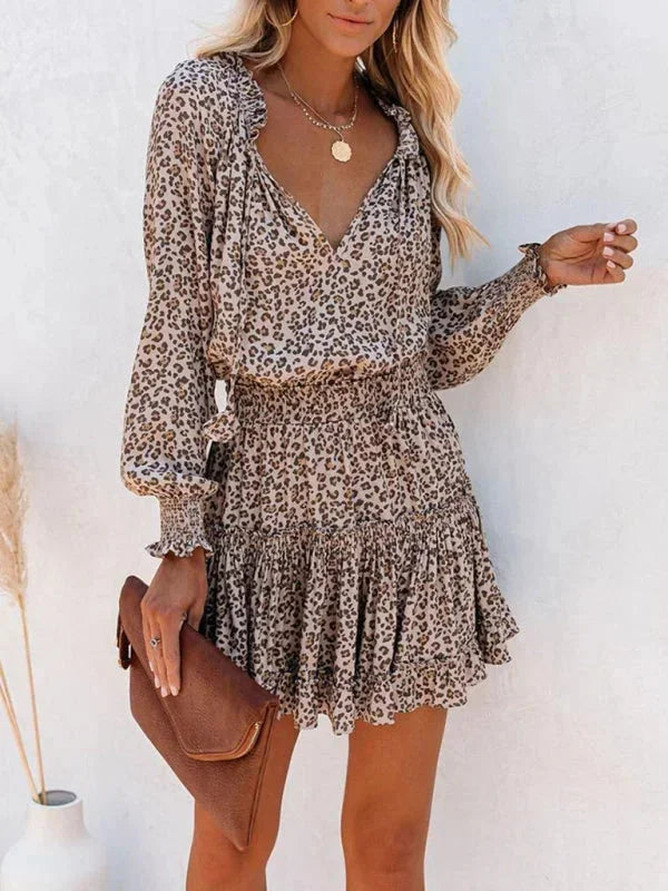 Printed Ruffle Mini Dress for Women