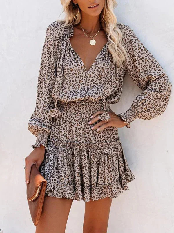Printed Ruffle Mini Dress for Women