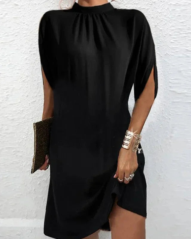 Draped High Neck Mini Dress for Women