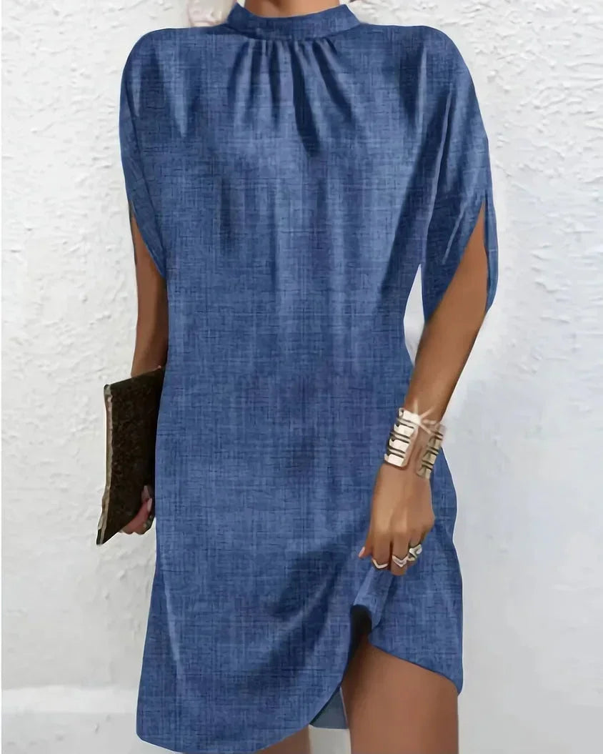 Draped High Neck Mini Dress for Women