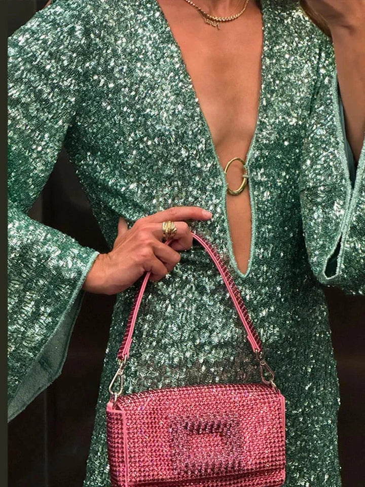Sequin Deep V Mini Dress for Women
