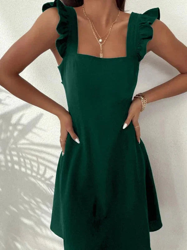 Ruffle Strap Square Neck Mini Dress for Women