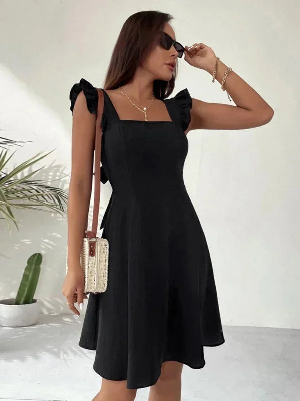 Ruffle Strap Square Neck Mini Dress for Women