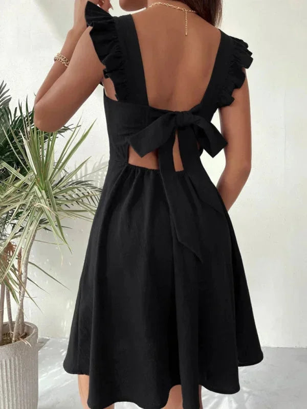 Ruffle Strap Square Neck Mini Dress for Women