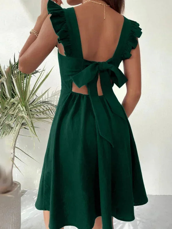 Ruffle Strap Square Neck Mini Dress for Women