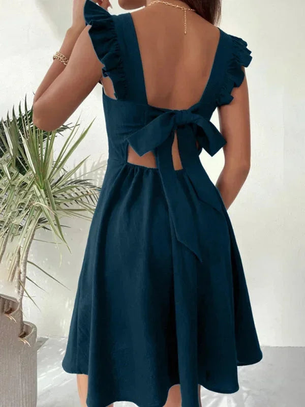 Ruffle Strap Square Neck Mini Dress for Women