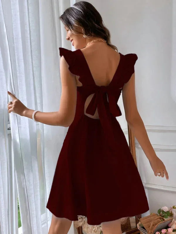 Ruffle Strap Square Neck Mini Dress for Women