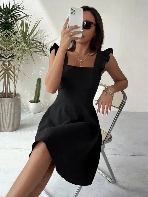 Ruffle Strap Square Neck Mini Dress for Women