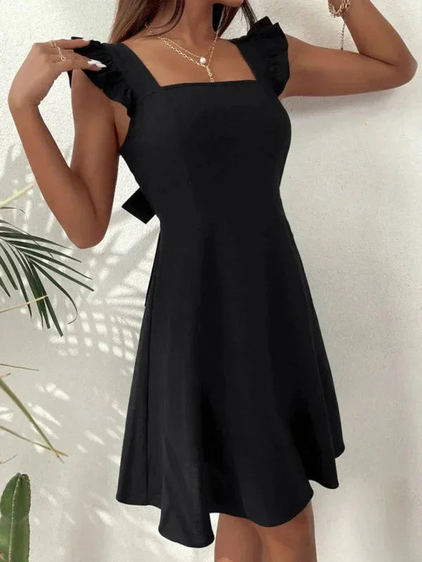 Ruffle Strap Square Neck Mini Dress for Women
