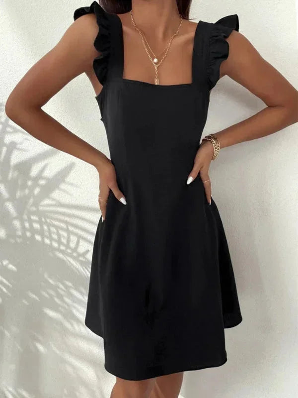 Ruffle Strap Square Neck Mini Dress for Women