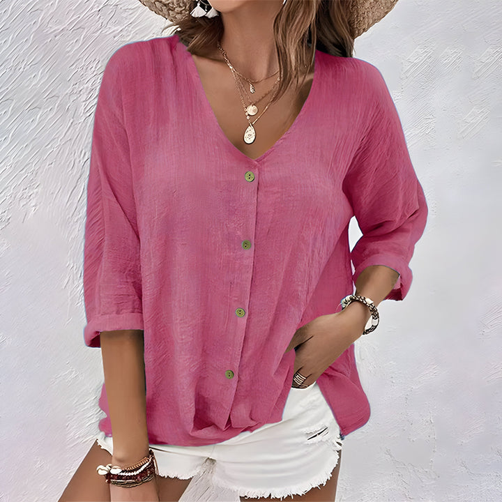 V-Neck Loose Fit Blouse for Women