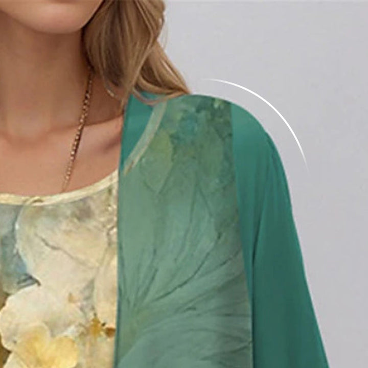 Printed Dress and Cardigan Set for Women