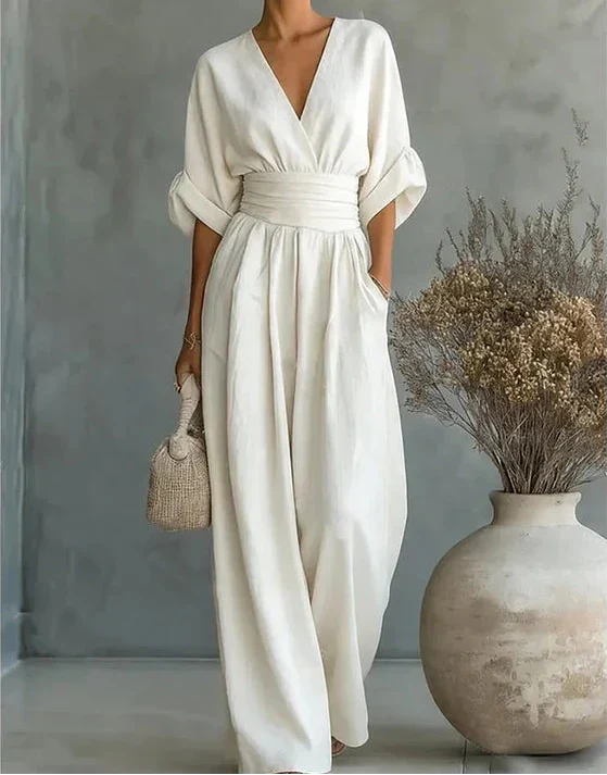 Wrap Neck Wide Leg Jumpsuit for Women