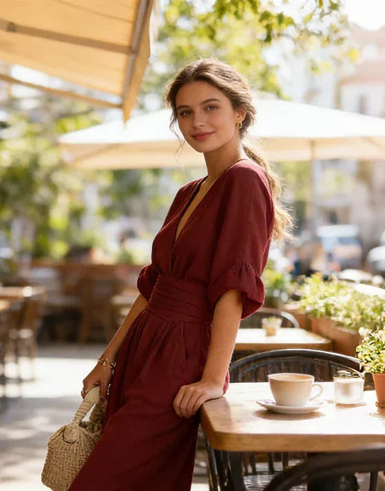 Wrap Neck Wide Leg Jumpsuit for Women