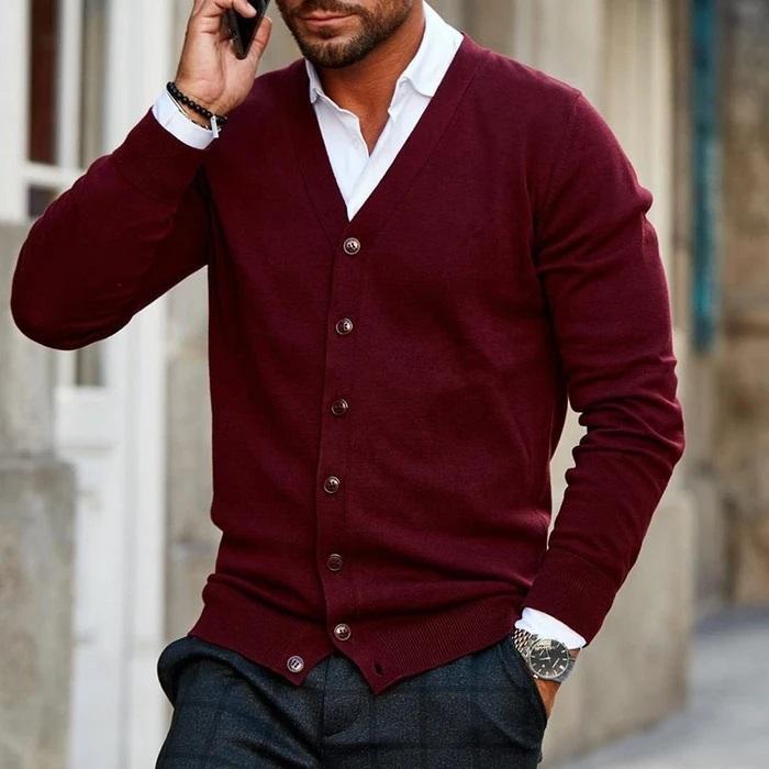 Sleeveless Button Knit Vest for Men