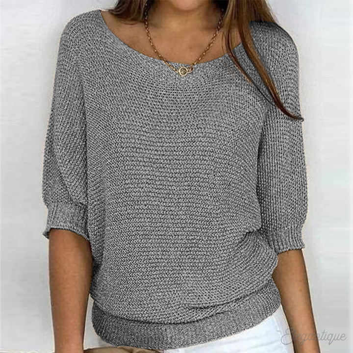 Crew Neck Pullover Sweater for Women