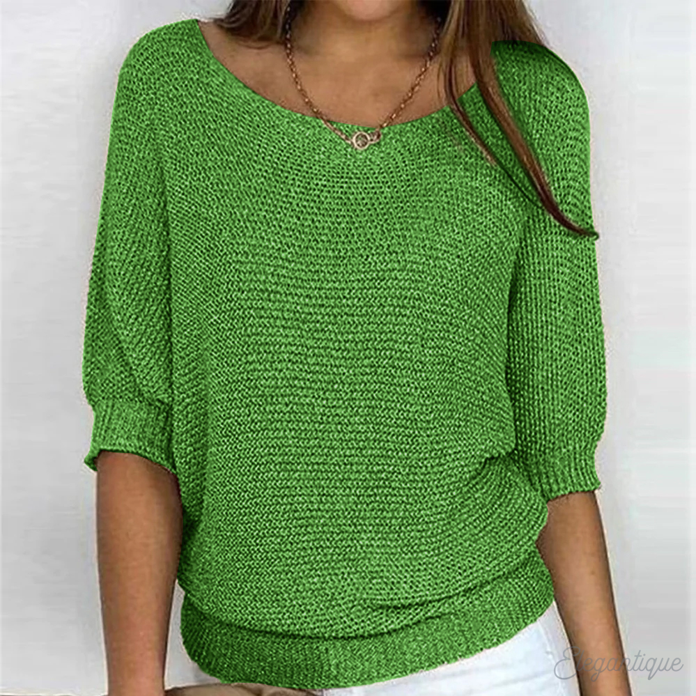 Crew Neck Pullover Sweater for Women