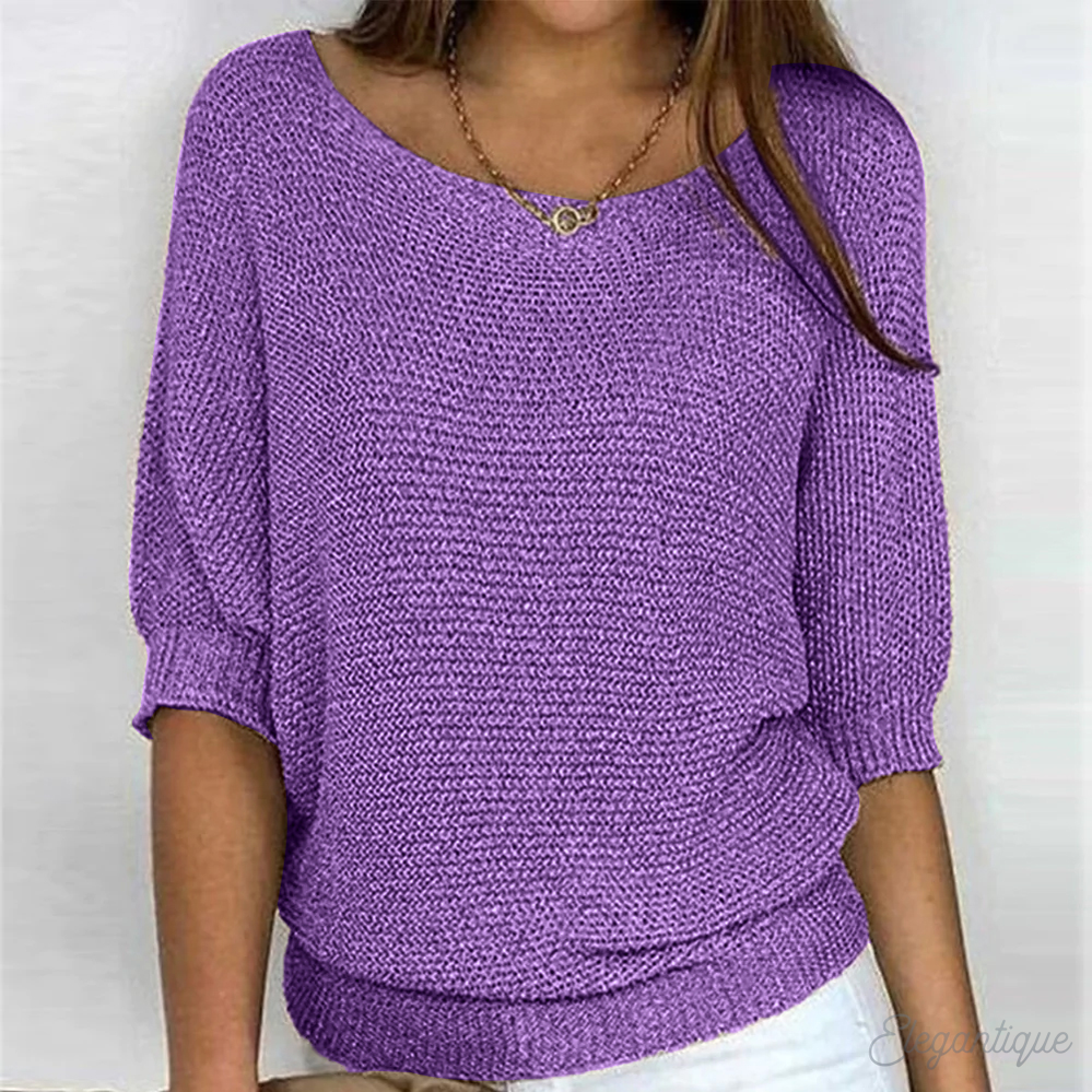 Crew Neck Pullover Sweater for Women