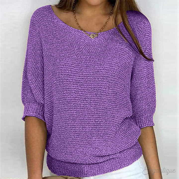 Crew Neck Pullover Sweater for Women