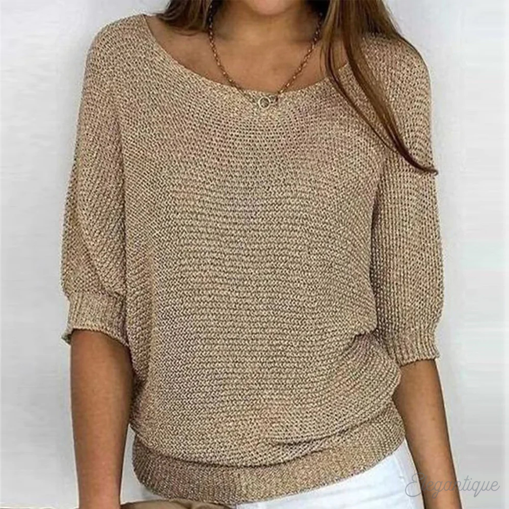 Crew Neck Pullover Sweater for Women