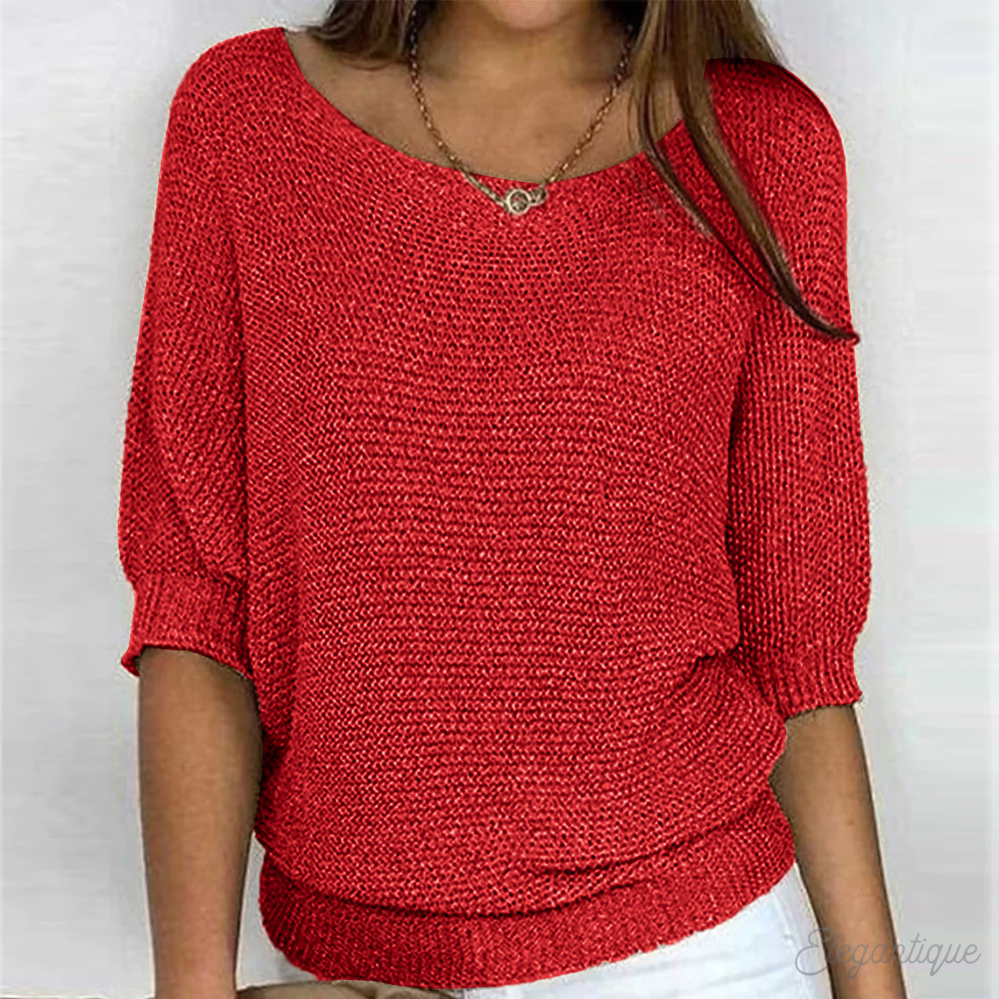 Crew Neck Pullover Sweater for Women