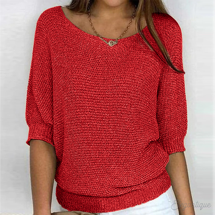 Crew Neck Pullover Sweater for Women